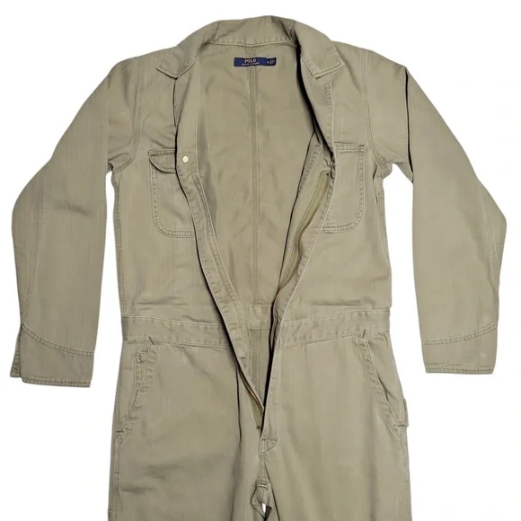 Polo Ralph Lauren Womens Olive Jumpsuit Cotton Twill Utility Long sleeve Size:4 - Picture 8 of 11